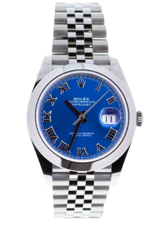 Rolex Datejust 41mm Steel Case Blue Roman Dial Jubilee Bracelet 126300