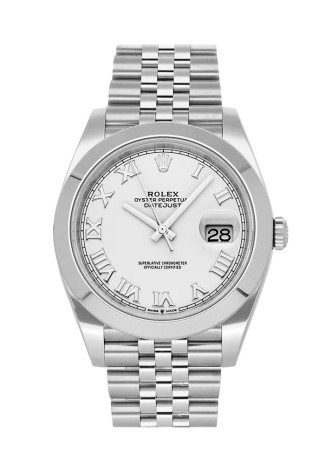 Rolex Datejust 41mm Steel Case White Roman Dial Jubilee Bracelet 126300 
