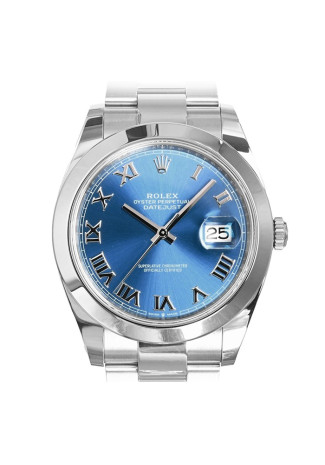 Rolex Datejust 41mm Steel Case Blue Roman Dial Oyster Bracelet 126300 