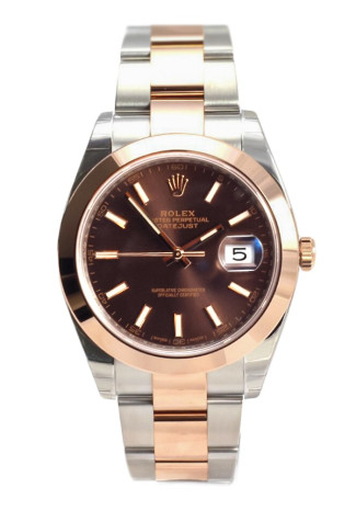 Rolex Datejust 41mm Steel & Pink Gold Case Chocolate Dial Oyster Bracelet 126301