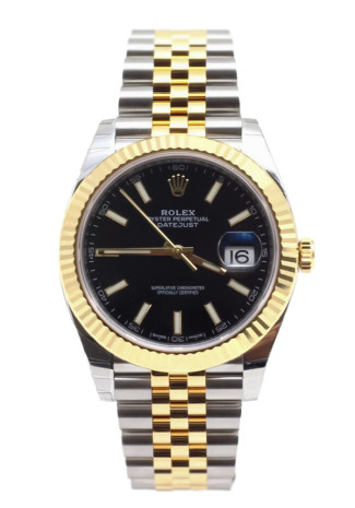 Rolex Datejust 41mm Steel & Yellow Gold Case Fluted bezel Black Dial Jubilee Bracelet  126333 