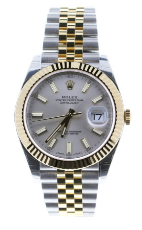 Rolex Datejust 41mm Steel & Yellow Gold Case Fluted bezel Silver Dial Jubilee Bracelet 126333