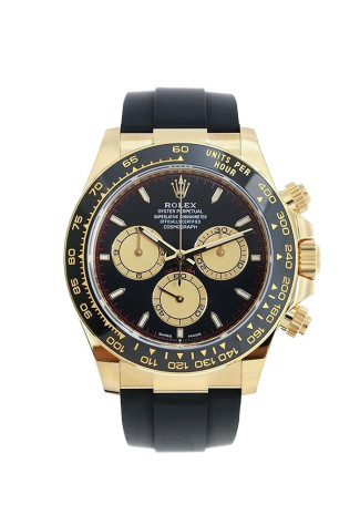 Rolex Cosmograph Daytona 40mm Yellow Gold Case Intense Black and Champagne Dial Oysterflex Strap 126518LN 