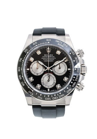 Rolex Cosmograph Daytona 40mm White Gold Case Bright Black and Steel set with Diamonds Dial Oysterflex Bracelet 126519ln