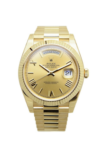 Rolex Day-Date 40mm Yellow Gold Case Champagne Roman Dial President Bracelet 228238