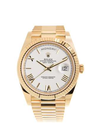 Rolex Day-Date 40mm Yellow Gold Case White Roman dial 228238