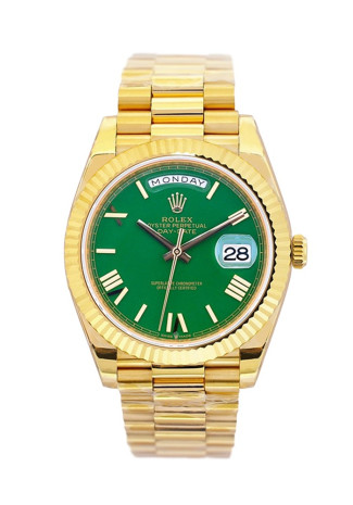 Rolex Day-Date 40mm Yellow Gold Case Green Roman dial 228238