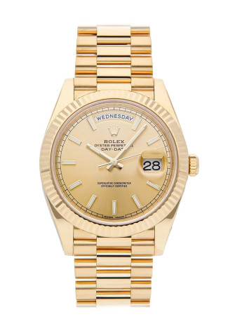 Rolex Day-Date 40mm Yellow Gold Case Champagne Dial President Bracelet 228238