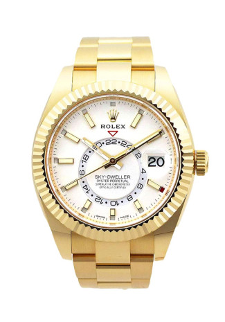 Rolex Sky-Dweller 42mm Yellow Gold case white dial Oyster bracelet 326938