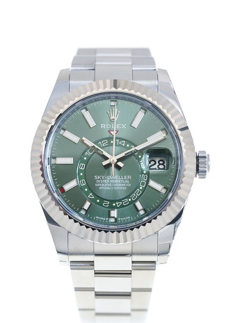 Rolex Sky-Dweller 42 mm White Gold and Steel Case Green Dial Oyster Bracelet 336934